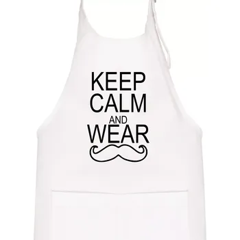 Kuchyňská zástěra Keep calm and wear mustache - Dětská zástěra na vaření - Univerzální velikost ( Bílá )