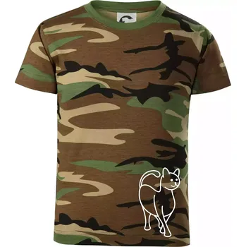 Chlapecké oblečení Ladná kočka - Dětské maskáčové triko - 134 cm/8 let ( Hnědý maskáč )