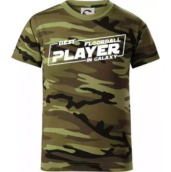 Chlapecké oblečení Best floorball player in galaxy - Dětské maskáčové triko - 146 cm/10 let ( Zelený maskáč )