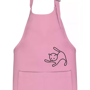Kuchyňská zástěra Kočka si hraje - Dětská zástěra na vaření - Univerzální velikost ( Růžová )