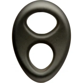 M&K Cock Pendant, černý elastický dvojkroužek na penis a varlata