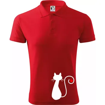 Pánská košile Zamilovaná kočka ocásek - Polokošile pánská Pique Polo 203 - 4XL ( Červená )
