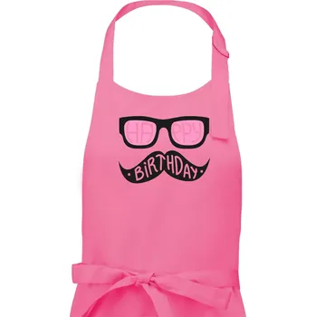 Kuchyňská zástěra Mustache narozeniny - brýle - Pánská zástěra na vaření - Univerzální velikost ( Růžová )