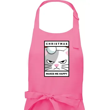 Kuchyňská zástěra Christmas makes me happy - Dámská zástěra na vaření - Univerzální velikost ( Růžová )
