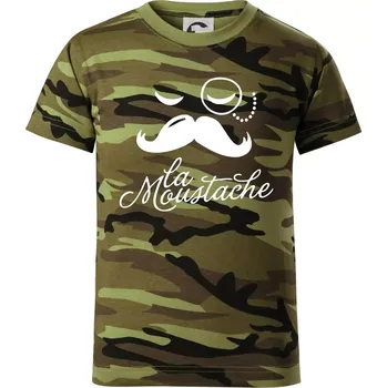 La Mustache - Dětské maskáčové triko - 146 cm/10 let ( Zelený maskáč )