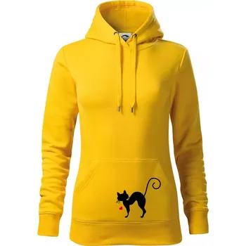Dámská mikina Zamilovaná kočka prohnutá - Mikina dámská Cape s kapucí - L ( Žlutá )