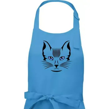Kuchyňská zástěra Kočka hlava skica - Pánská zástěra na vaření - Univerzální velikost ( Světlý tyrkys )