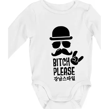 Bitch please! Mustache - Body kojenecké s dlouhým rukávem - Dlouhý r. do 3 měs ( Bílá )