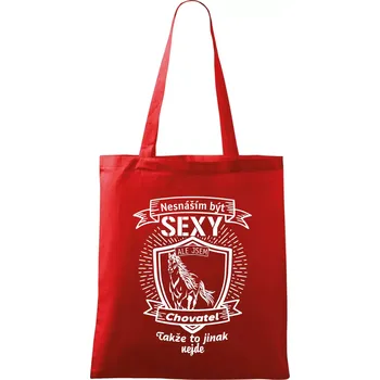 Nákupní taška Nesnáším být sexy - chovatel koní erb - Taška bavlněná - 42 x 38 cm ( Červená )