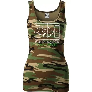 Dámské tričko Pojď sem, kam jdeš a trefit zařízení - Dámské Maskáčové tílko - XS ( Hnědý maskáč )