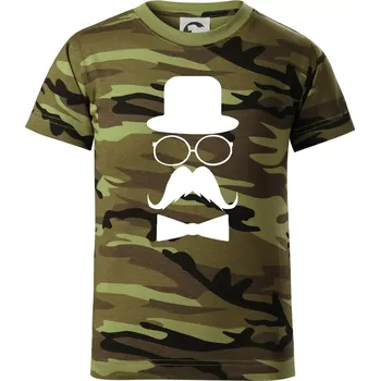 Chlapecké oblečení Mustache pán - Dětské maskáčové triko - 134 cm/8 let ( Zelený maskáč )