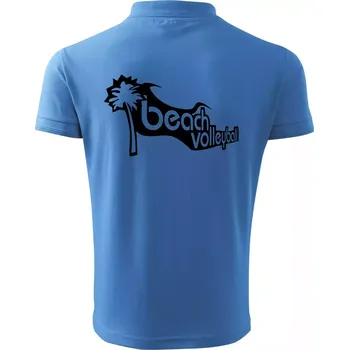 Pánská košile Beach volleyball obrys - Polokošile pánská Pique Polo 203 - 5XL ( Azurově modrá )