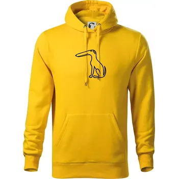 Pánská mikina Barzoj obrys černý (Moňas) - Mikina pánská Cape s kapucí - 3XL ( Žlutá )