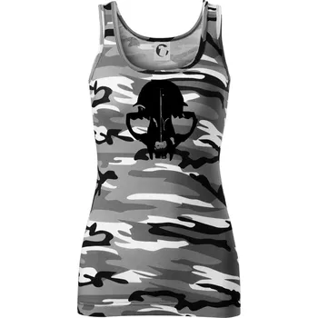 Dámské tričko Kočka - Cat skull - Dámské Maskáčové tílko - S ( Šedý maskáč )