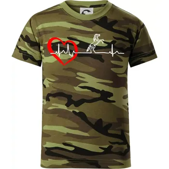 Moje srdce bije pro koně - Dětské maskáčové triko - 146 cm/10 let ( Zelený maskáč )