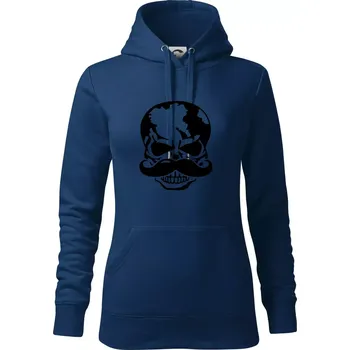 Dámská mikina Mustache lebka - Mikina dámská Cape s kapucí - M ( Půlnoční modrá )