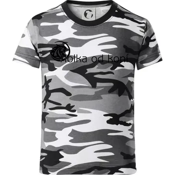 Chlapecké oblečení Holka od koní - Dětské maskáčové triko - 146 cm/10 let ( Šedý maskáč )