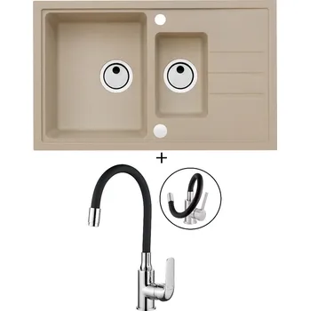Granitový dřez Granitový dřez SET Alveus INTERMEZZO 70 beige 55 + Kuchinox ELZA BKE 761 chrom/černá
