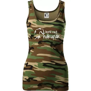 Dámské tričko Lepší než nákupák - Dámské Maskáčové tílko - S ( Hnědý maskáč )