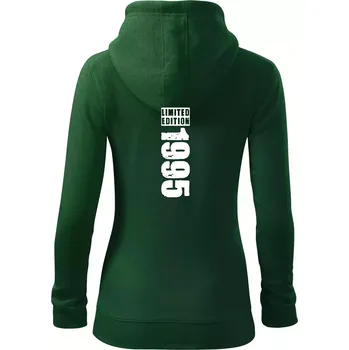 Dámská mikina Limited edition 1995 pruh - Dámská mikina trendy zipper s kapucí - L ( Lahvově zelená )