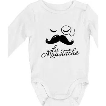 Kojenecké oblečení La Mustache - Body kojenecké s dlouhým rukávem - Dlouhý r. do 3 měs ( Bílá )