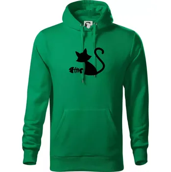 Pánská mikina Ryba vs kočka - Mikina pánská Cape s kapucí - 5XL ( Středně zelená )