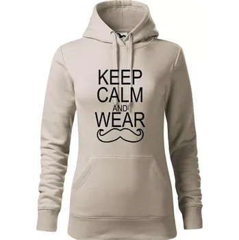 Dámská mikina Keep calm and wear mustache - Mikina dámská Cape s kapucí - M ( Ledově šedá )
