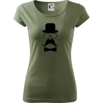 Dámské tričko Mustache pán - Dámské triko Pure - XS ( Khaki )