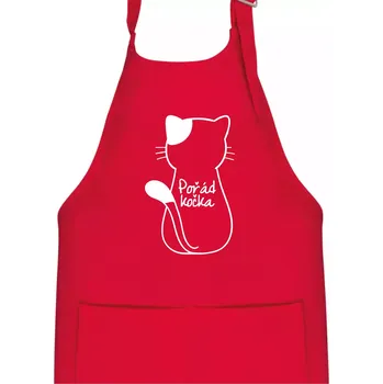 Kuchyňská zástěra Pořád kočka - Dětská zástěra na vaření - Univerzální velikost ( Červená )