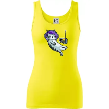 Dámské tričko Kočka na měsíci - Dámské tílko - M ( Citrónová )