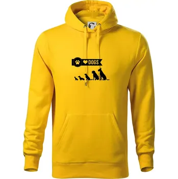 Pánská mikina I love dogs - tlapka - Mikina pánská Cape s kapucí - 5XL ( Žlutá )