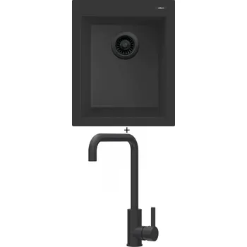 Granitový dřez Granitový dřez SET Elleci QUADRA 100 černá edice + Elleci DRIVE G40 full black