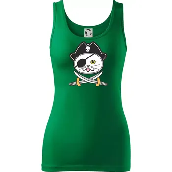 Dámské tričko Kočičí pirát - Dámské tílko - XL ( Středně zelená )