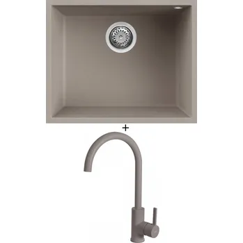 Granitový dřez Dřez pod desku SET Elleci QUADRA 105 UM G43 tortora + Elleci C01 CADDY G43 tortora