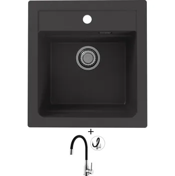 Granitový dřez Granitový dřez SET Alveus ATROX 20 black 91 + Alveus MINTAS chrom/černá