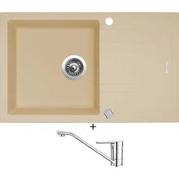 Granitový dřez Granitový dřez SET Sinks LINEA 780 XC sahara + Deante CORIO BFC 060M chrom