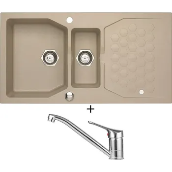 Granitový dřez Granitový dřez SET Alveus SENSUAL 70 pebble 02 + Alveus RIVIERA X chrom