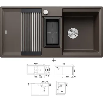 Granitový dřez Granitový dřez SET Blanco ADIRA 6 S kávová s excentrem 527608 + Blanco DARAS kávová 517729