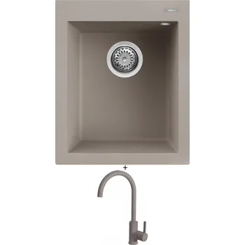 Granitový dřez Granitový dřez SET Elleci QUADRA 100 G43 tortora + Elleci C01 CADDY G43 tortora