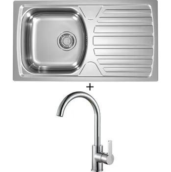 Nerezový dřez Nerezový dřez SET Alveus BASIC 170 fi 90 tkaná struktura + Alveus TONIA chrom