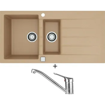 Granitový dřez Granitový dřez SET Alveus CADIT 80 beige 55 + Alveus RIVIERA X chrom