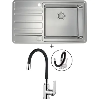 Nerezový dřez Nerezový dřez SET Alveus RANDO 50 nerez odkap vlevo + Kuchinox ELZA BKE 761 chrom/černá