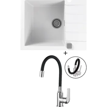 Granitový dřez Granitový dřez SET Alveus CADIT 20 white 11 + Kuchinox ELZA BKE 761 chrom/černá