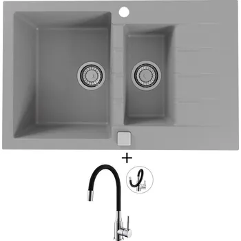 Granitový dřez Granitový dřez SET Alveus CADIT 70 beton 81 + Alveus MINTAS chrom/černá