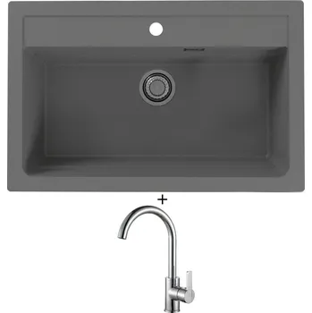 Granitový dřez Granitový dřez SET Alveus ATROX 40 beton 81 + Alveus TONIA chrom