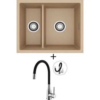 Granitový dřez Dřez pod desku SET Alveus OMNI 50 beige 55 + Alveus MINTAS chrom/černá