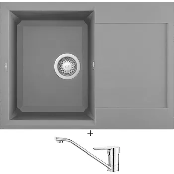 Granitový dřez Granitový dřez SET Elleci EASY 135 G48 cemento + Deante CORIO BFC 060M chrom