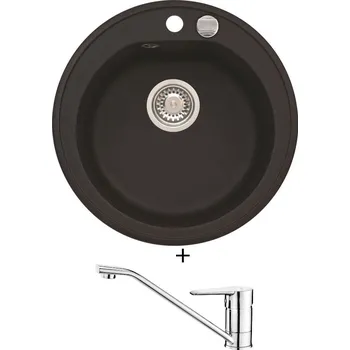 Granitový dřez Granitový dřez SET Alveus NIAGARA 10 Pop-up black 91 + Deante CORIO BFC 060M chrom