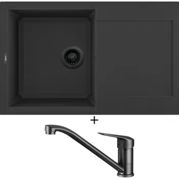 Granitový dřez Granitový dřez SET Elleci EASY 300 černá edice + Deante NEO BORO BMO N60M černá matná