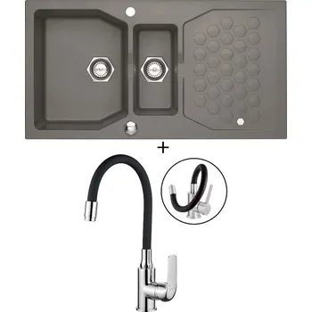 Granitový dřez Granitový dřez SET Alveus SENSUAL 70 steel 04 + Kuchinox ELZA BKE 761 chrom/černá